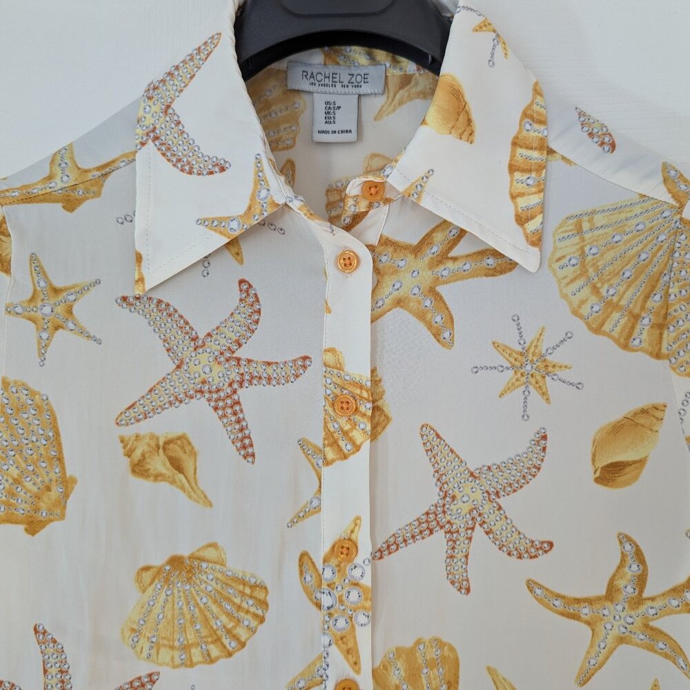 Rachel Zoe Starfish Seashell Women's Shirt Casual Long Sleeve - Size S